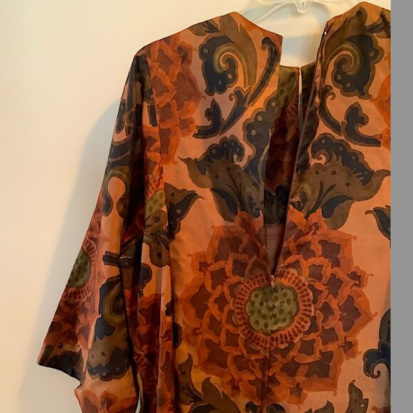 Jim Thompson Classic- Vintage 1970s Thai Silk Kaftan style formal gown Size L - Picture 5 of 14